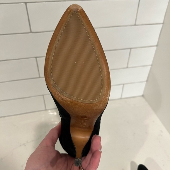 Moschino Suede Ruffle Boot Booties. Black. Size 9. Includes Box. EUC. - Picture 7 of 14